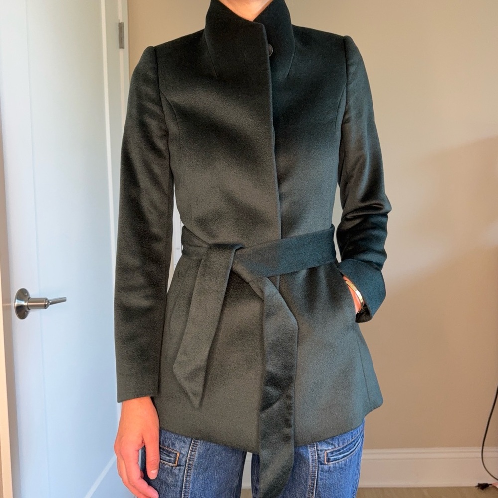 Reiss Dark Green Plush Wool Coat size 2 US